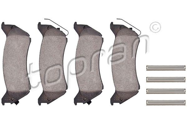 TOPRAN 401 434 Brake pad set Rear Axle, with acoustic wear warning, with mounting manual, without accessories