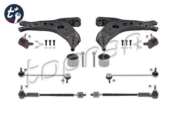 TOPRAN 115 800 Control arm Front Axle, with attachment material, with axle joint, with rubber mount, with coupling rod, with ball joint, t+