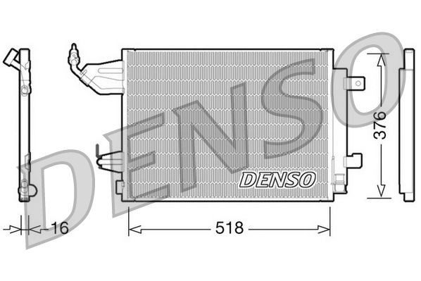 DENSO with dryer, 518x376x16, R 134a, 518mm Refrigerant: R 134a, Core Dimensions: 518x376x16 Condenser, air conditioning DCN16001 buy