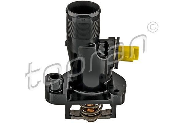 723 015 TOPRAN Coolant thermostat PEUGEOT Opening Temperature: 84°C, with thermostat, with sensor, Synthetic Material Housing, Cylinder Head, frontal sided, transmission sided