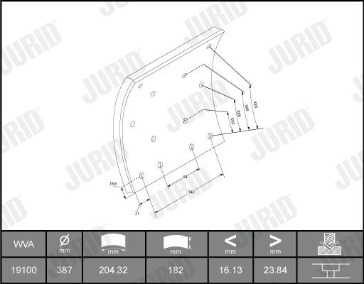 JURID Brake Lining Kit, drum brake 1909903270