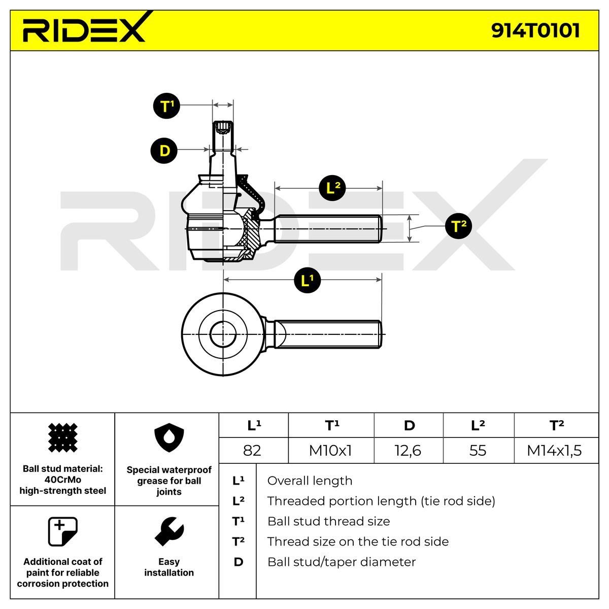 OEM-quality RIDEX 914T0101 Track rod end