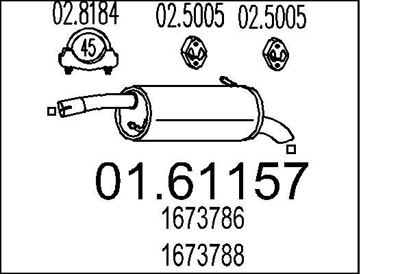 MTS 01.61157 Exhaust silencer FORD StreetKA 2003 in original quality