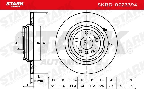 SKBD-0023394 Brake discs SKBD-0023394 STARK Rear Axle, 325x14mm, 5/6x112, solid