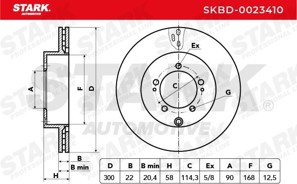 SKBD-0023410 Brake discs SKBD-0023410 STARK Rear Axle, 300x22mm, 05/08x114,3, internally vented