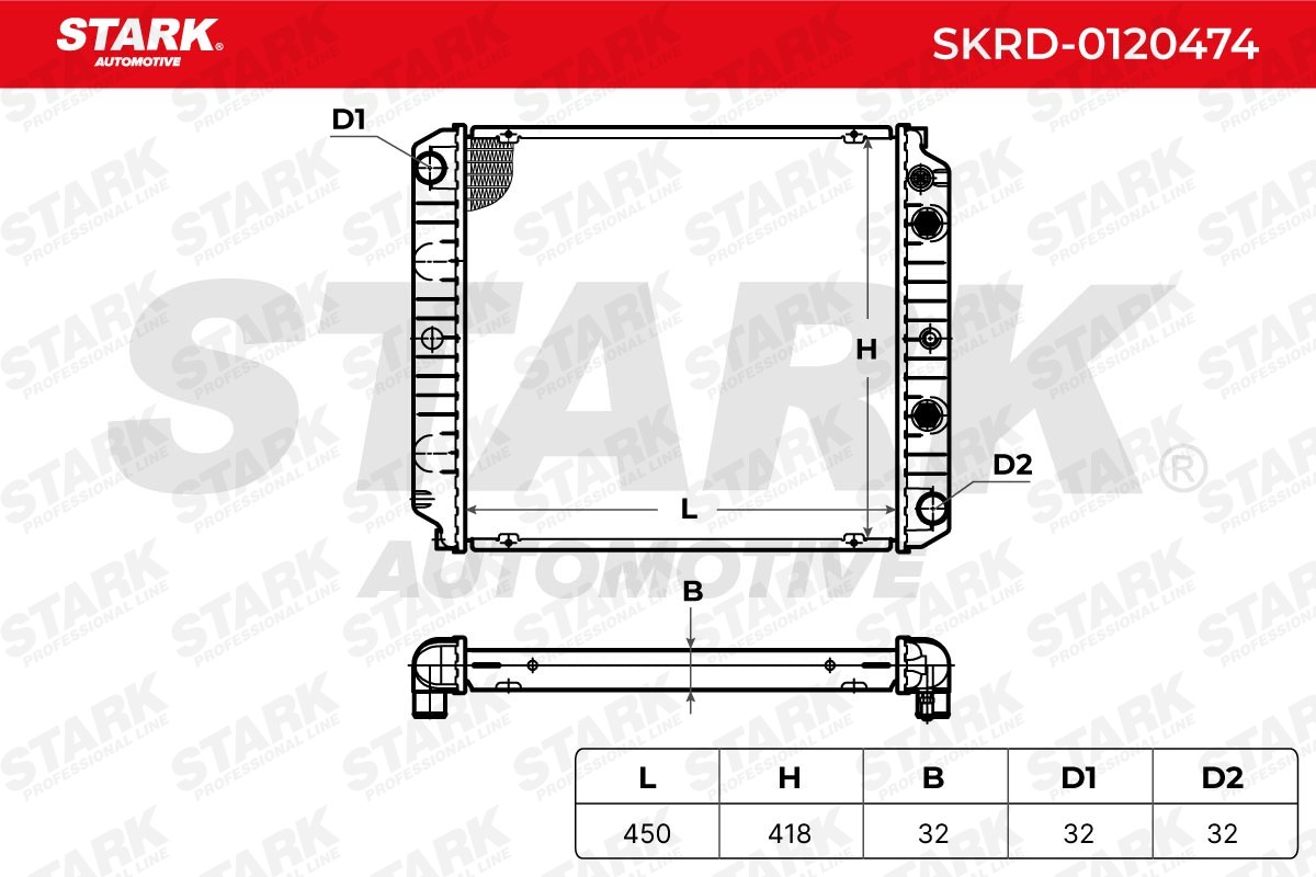 SKRD-0120474 Radiator SKRD-0120474 STARK Aluminium, for vehicles with/without air conditioning, with accessories, Automatic Transmission
