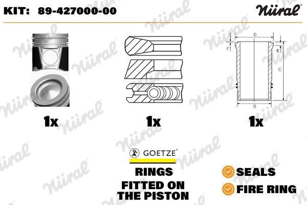 NÜRAL 89-427000-00 Reparatursatz, Kolben / Zylinderlaufbuchse für MITSUBISHI Fuso LKW in Original Qualität