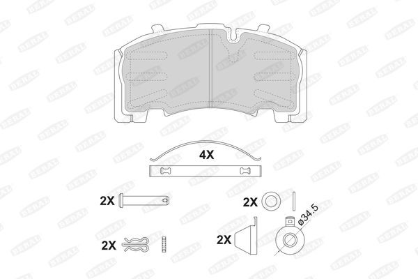 BERAL 2926430004145754 Brake pad set prepared for wear indicator, with accessories