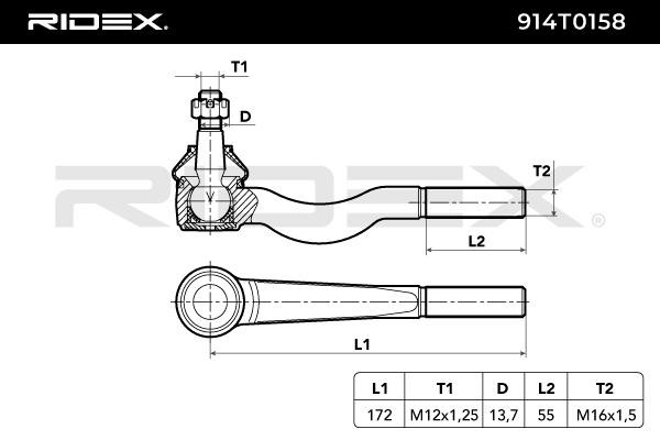 OEM-quality RIDEX 914T0158 Track rod end