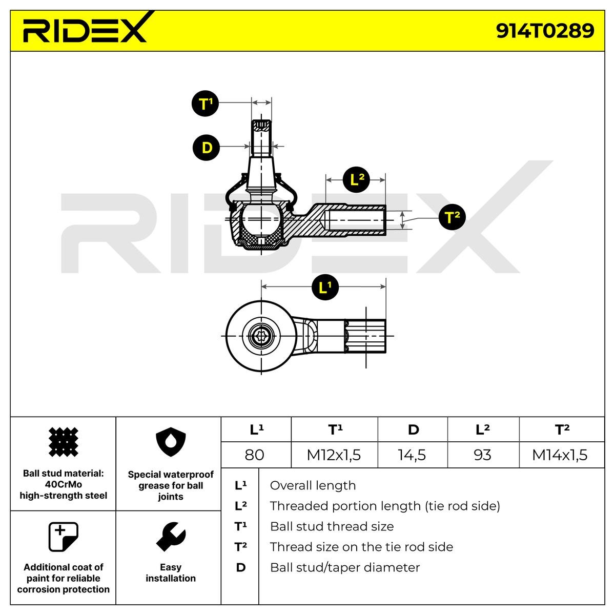 RIDEX Track rod end ball joint 914T0289 buy online