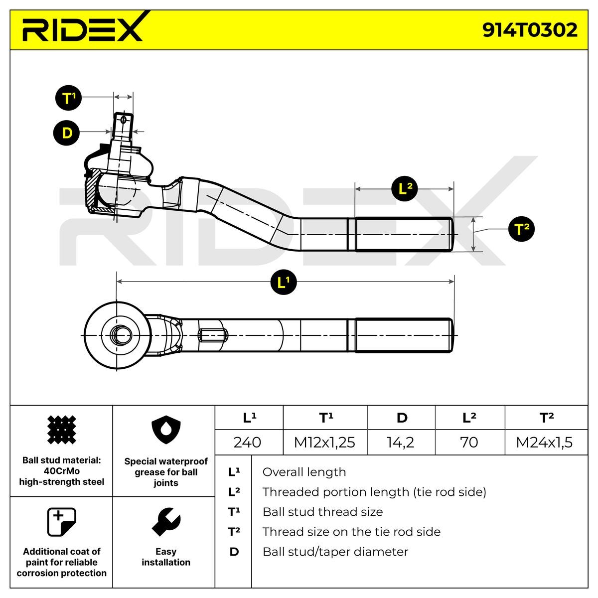 OEM-quality RIDEX 914T0302 Track rod end