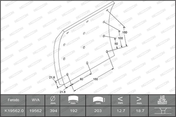 K19562.0-F2020 FERODO Bremsbelagsatz, Trommelbremse für VOLVO online bestellen