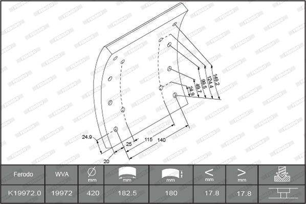 19972 FERODO PREMIER Brake Lining Kit, drum brake K19972.0-F3658 buy