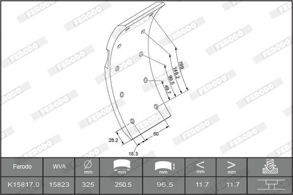 FERODO Brake Lining Kit, drum brake K15817.1-F3652