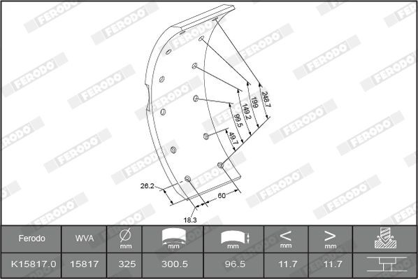 FERODO K15817.1-F3652 Bremsbelagsatz, Trommelbremse für MAN G 90 LKW in Original Qualität