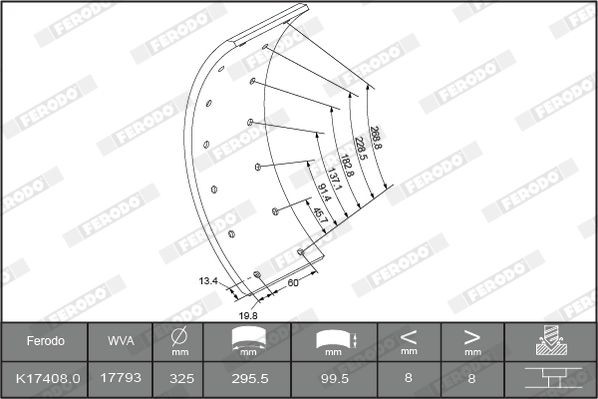 17408 FERODO PREMIER Brake Lining Kit, drum brake K17408.2-F3653 buy