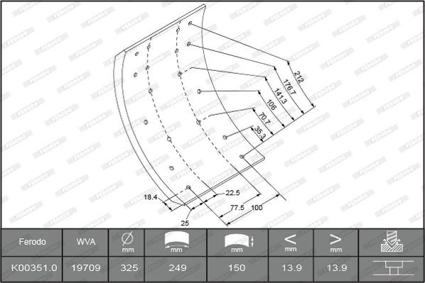 K00351.0-F3529 FERODO Bremsbelagsatz, Trommelbremse für RENAULT TRUCKS online bestellen