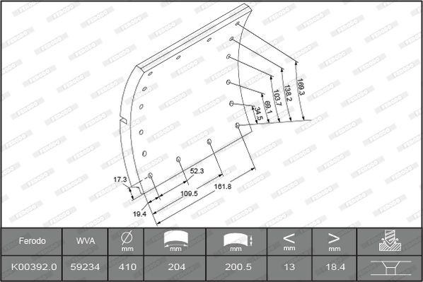 59234 FERODO PREMIER Brake Lining Kit, drum brake K00392.0-F3662 buy