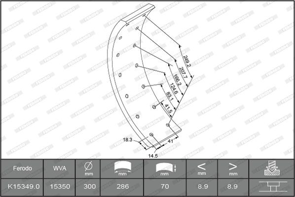 FERODO Brake Lining Kit, drum brake K15349.0-F3658 suitable for MERCEDES-BENZ O309 Minibus