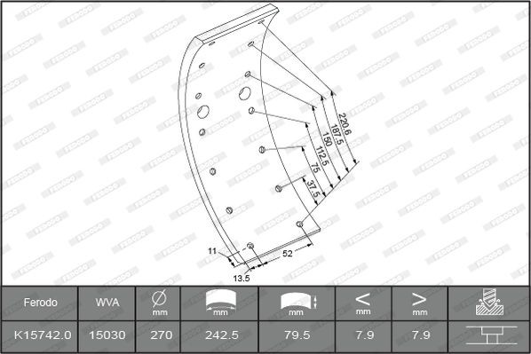 15030 FERODO PREMIER Brake Lining Kit, drum brake K15742.0-F3549 buy