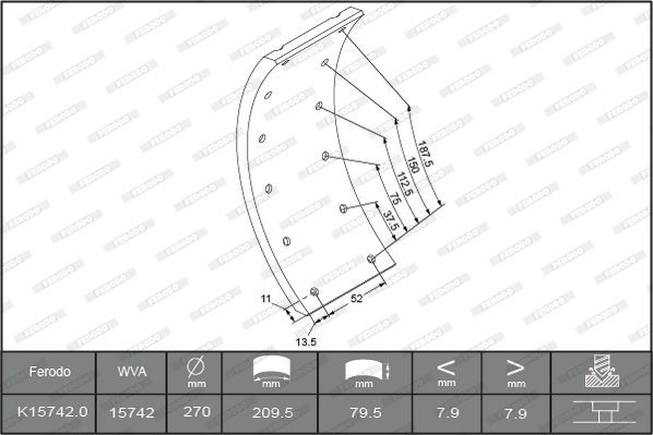 FERODO Brake Lining Kit, drum brake K15742.0-F3549