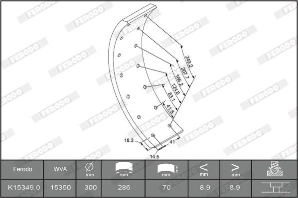 15349 FERODO PREMIER K15349.1-F3658 Brake Lining Kit, drum brake 3094210710