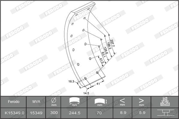 FERODO Brake Lining Kit, drum brake K15349.1-F3658 suitable for MERCEDES-BENZ O309 Minibus