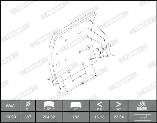 K19099 FERODO PREMIER K19099.1-F3653 Brake Lining Kit, drum brake 2991919