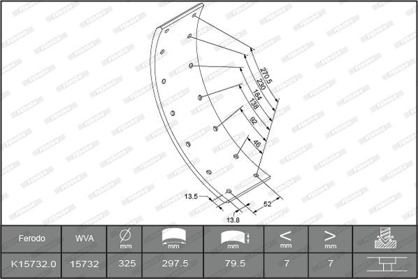 FERODO PREMIER K15732.0-F3653 Brake Lining Kit, drum brake