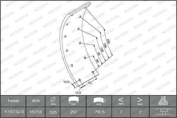 FERODO Brake Lining Kit, drum brake K15732.0-F3653