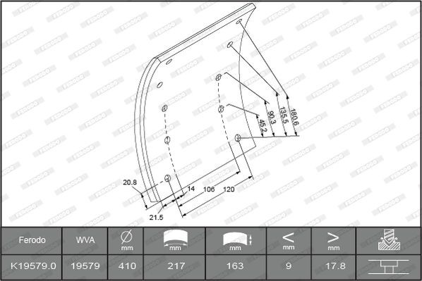 K19579.0-F3539 FERODO Bremsbelagsatz, Trommelbremse für MERCEDES-BENZ online bestellen
