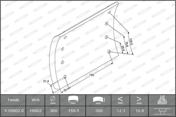 FERODO Brake Lining Kit, drum brake K19902.0-F3658