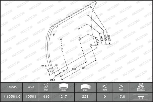 Mercedes SPRINTER Drum brake 8271035 FERODO K19581.0-F3539 online buy