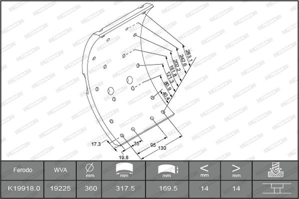 K19918.0-F3653 FERODO Bremsbelagsatz, Trommelbremse für IVECO online bestellen