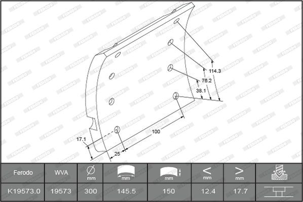 K19573.0-F3670 FERODO Bremsbelagsatz, Trommelbremse für DENNIS online bestellen