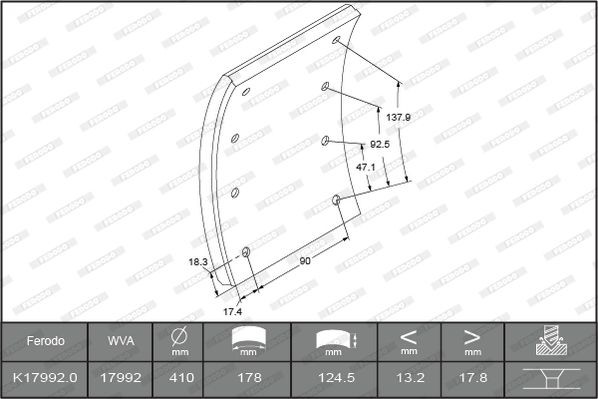 K17992.0-F3526 FERODO Bremsbelagsatz, Trommelbremse für VOLVO online bestellen