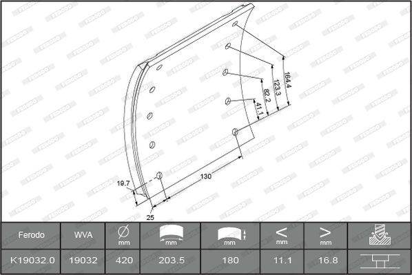 K19032.0-F3744 FERODO Bremsbelagsatz, Trommelbremse für FODEN TRUCKS online bestellen