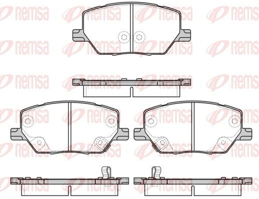 REMSA 1640.02 Brake pad set Front Axle, with acoustic wear warning, with adhesive film