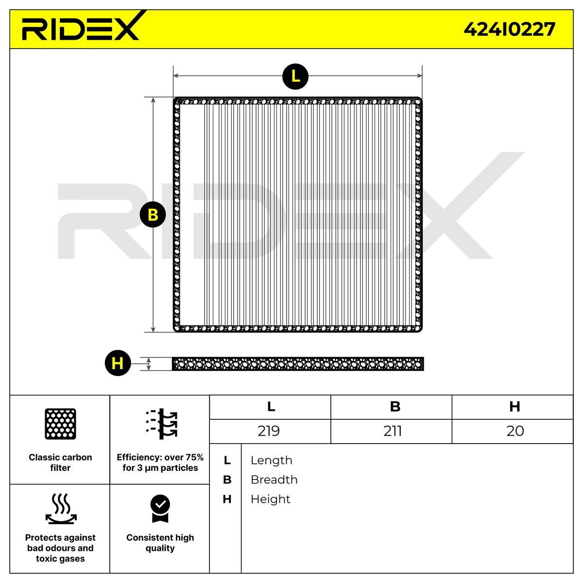 OEM-quality RIDEX 424I0227 Air conditioner filter