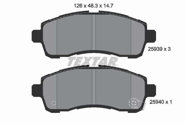 25939 TEXTAR 2593901 Brake shoe kits Mazda 2 DH 1.3 90 hp Petrol 2012 price