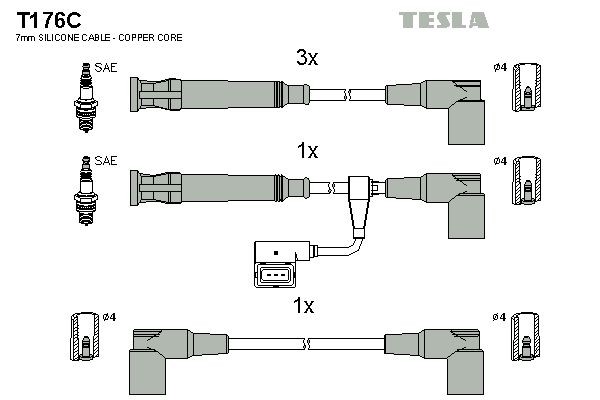 TESLA Ignition Cable Kit T176C BMW 3 Series 2009