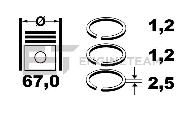 ET ENGINETEAM Piston Ring Set R4001300 for HYUNDAI ATOS, GETZ