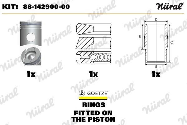 NÜRAL 88-142900-00 Reparatursatz, Kolben / Zylinderlaufbuchse für IVECO EuroTech MT LKW in Original Qualität