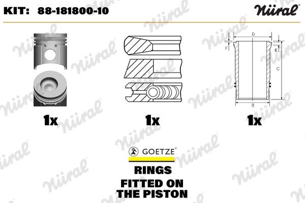 NÜRAL 88-181800-10 Repair Set, piston / sleeve 102,00 mm