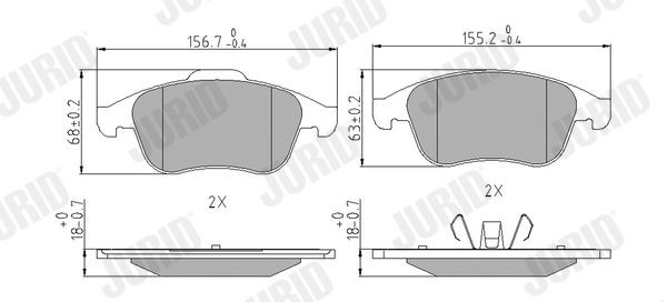 JURID 573243J Brake pad set not prepared for wear indicator, with piston clip, without accessories