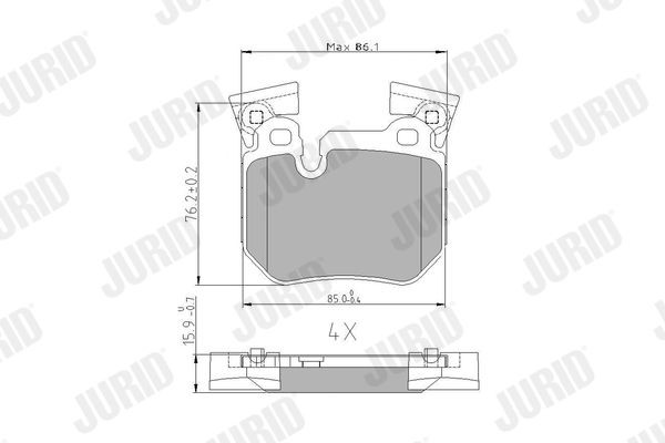24315 JURID prepared for wear indicator, without accessories Height 1: 84,2mm, Height: 84,2mm, Width: 96,6mm, Thickness: 16,8mm Brake pads 573310J buy