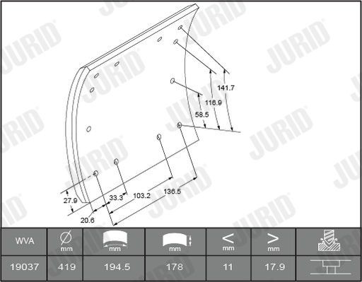 Parking brake pads JURID - 1903611232