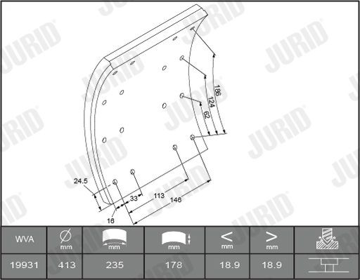 Original 1993111230 JURID Parking brake pads ALFA ROMEO