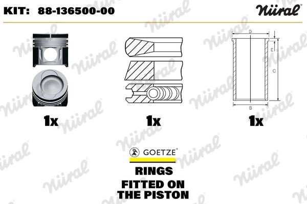 NÜRAL 88-136500-00 Reparatursatz, Kolben / Zylinderlaufbuchse für ASKAM (FARGO/DESOTO) Hi-Ex LKW in Original Qualität