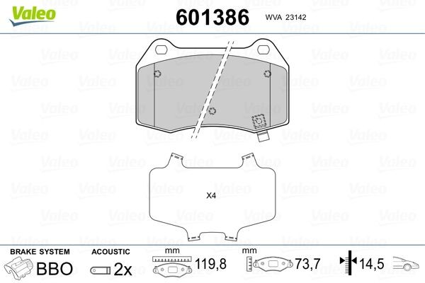 VALEO Brake pad kit 601386